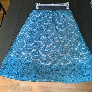 Lularoe lace, teal midi-skirt